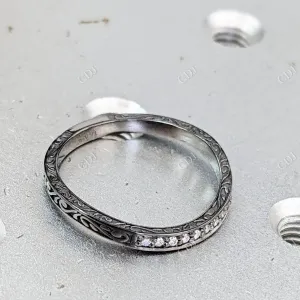 0.08CT Round Cut Lab Grown Diamond Filigree Wedding Band