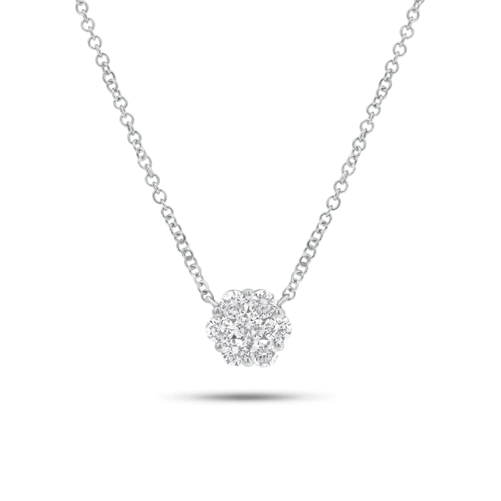 0.43 ct Diamond Cluster Pendant Necklace