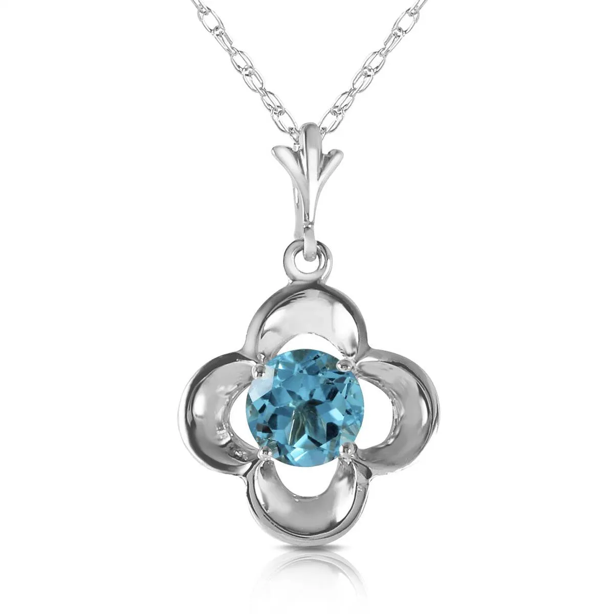 0.55 Carat 14K Solid White Gold Try Again Blue Topaz Necklace