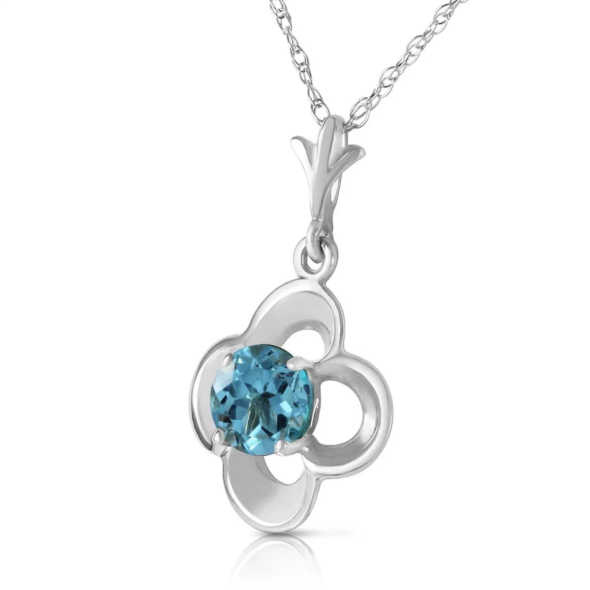 0.55 Carat 14K Solid White Gold Try Again Blue Topaz Necklace