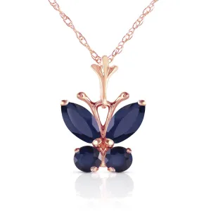 0.6 Carat 14K Solid Rose Gold Butterfly Necklace Natural Sapphire