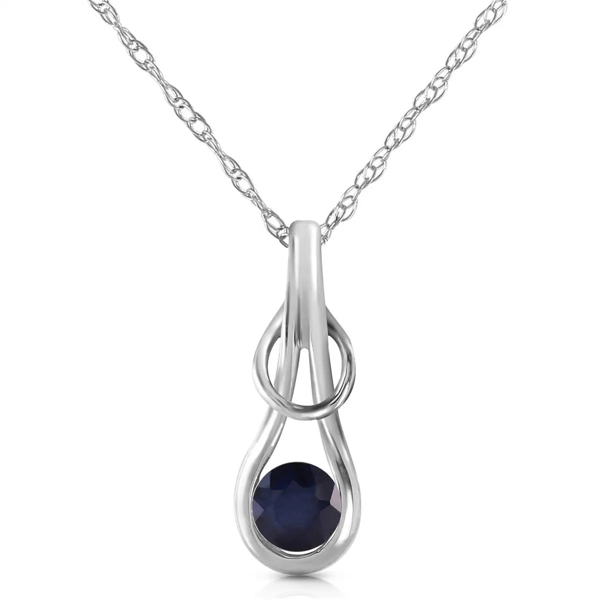 0.65 Carat 14K Solid White Gold Let It Shine Sapphire Necklace