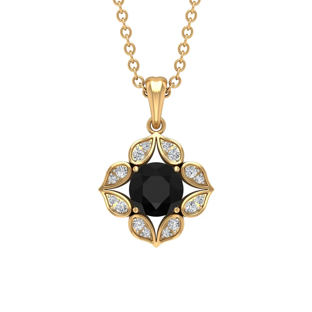 0.75 CT Art Deco Black and White Diamond Pendant