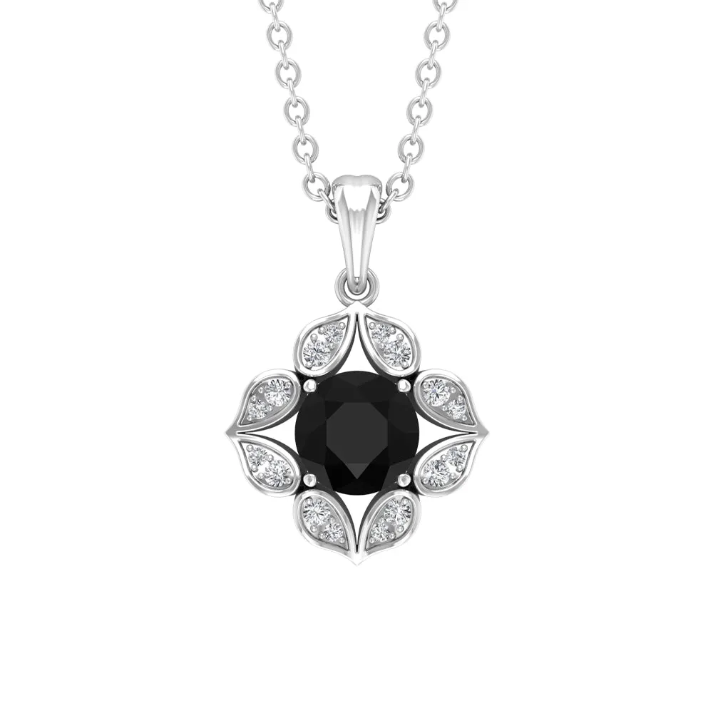 0.75 CT Art Deco Black and White Diamond Pendant