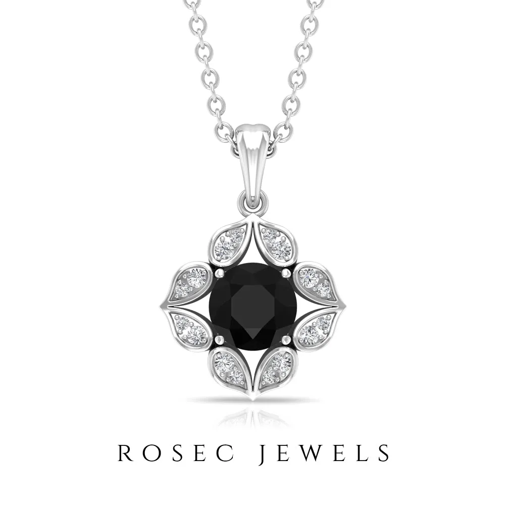 0.75 CT Art Deco Black and White Diamond Pendant