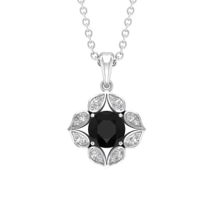 0.75 CT Art Deco Black and White Diamond Pendant