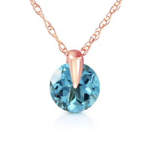 1 Carat 14K Solid Rose Gold Sundisk Blue Topaz Necklace