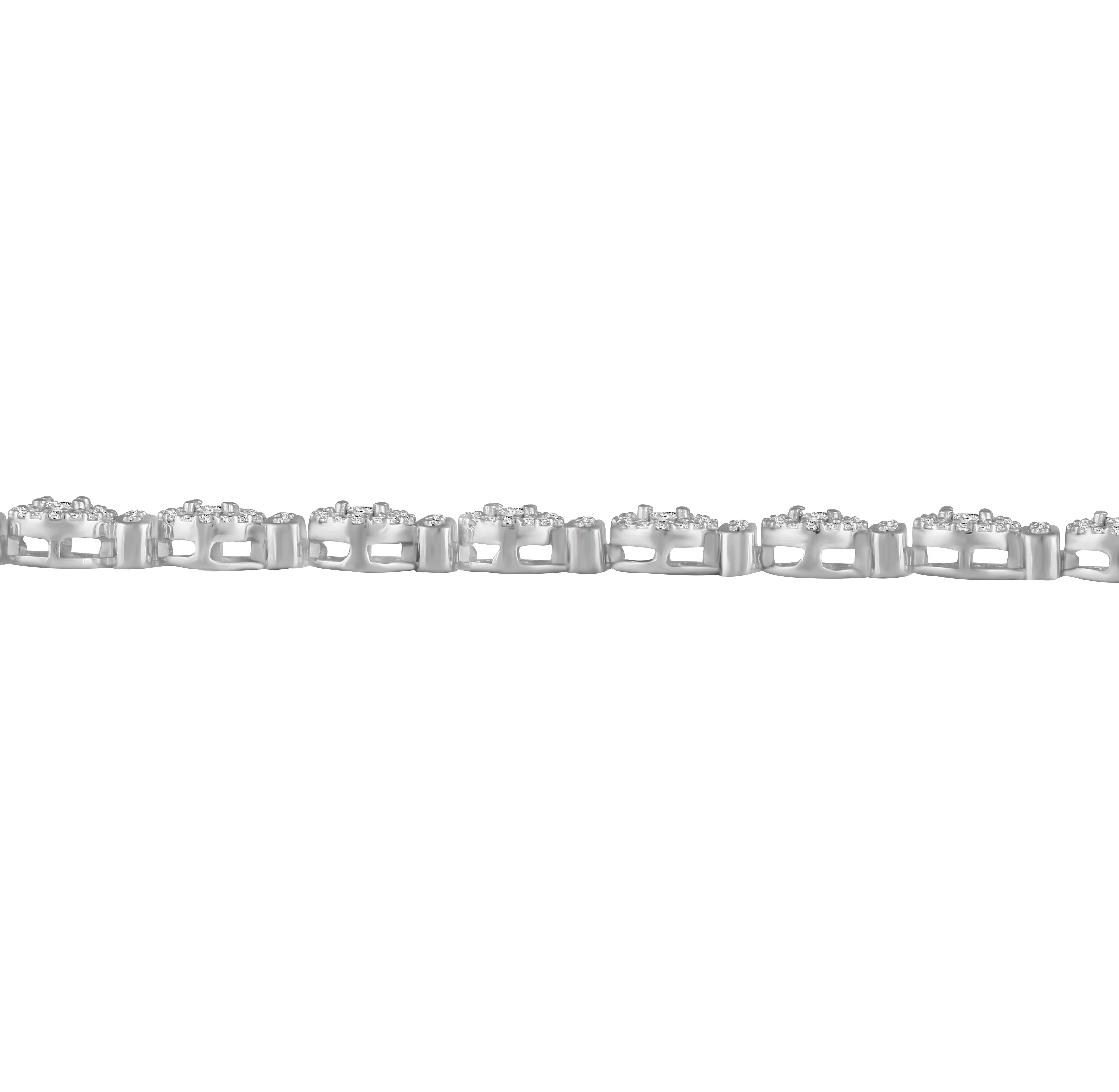 1 Carat tw Natural Diamond Halo Tennis Bracelet in 925 Sterling Silver