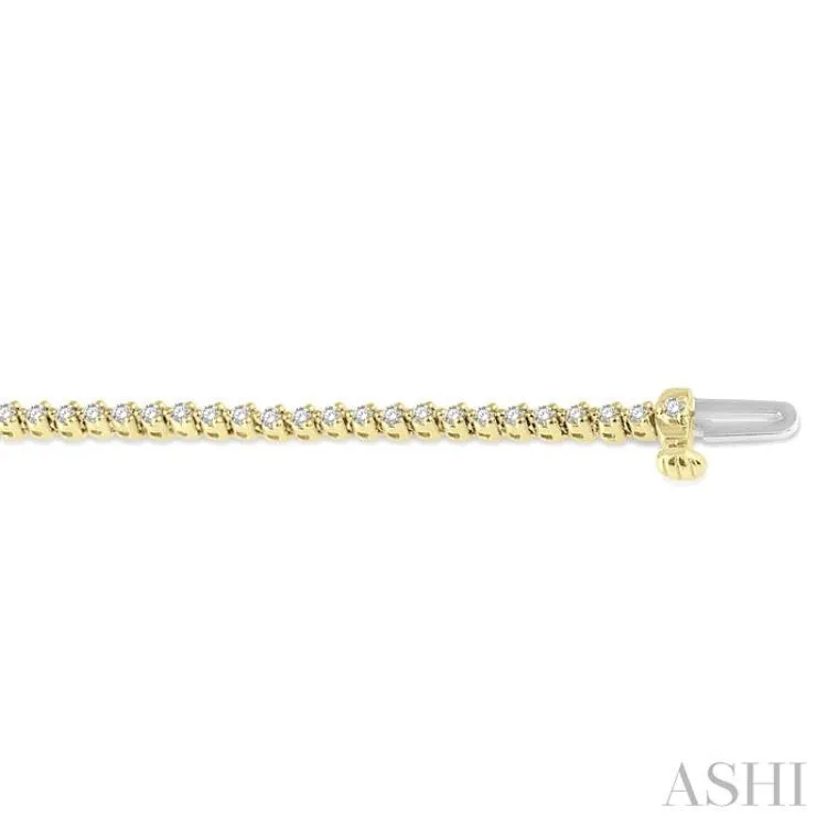 1 Ctw Tri-Prong Round Cut Diamond Bracelet in 14K Yellow Gold