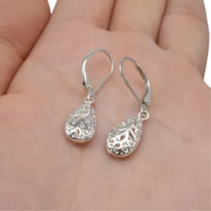 1 Pair Sterling Silver Filigree Drop Earrings