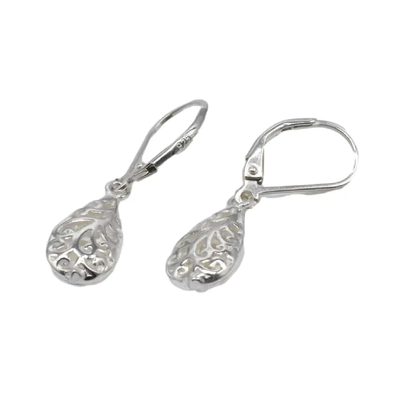 1 Pair Sterling Silver Filigree Drop Earrings