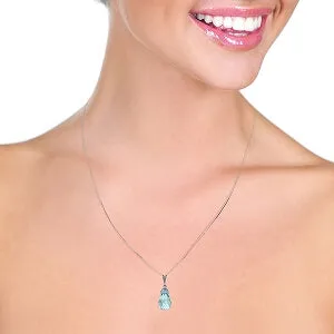 10.25 Carat 14K Solid White Gold Language Clothed Blue Topaz Necklace