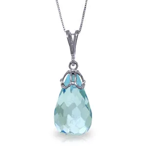 10.25 Carat 14K Solid White Gold Language Clothed Blue Topaz Necklace