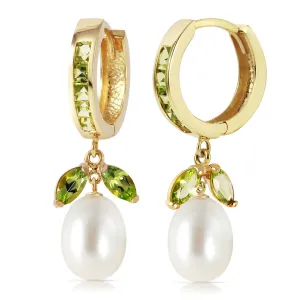 10.3 Carat 14K Solid Yellow Gold Majorca Peridot Pearl Earrings