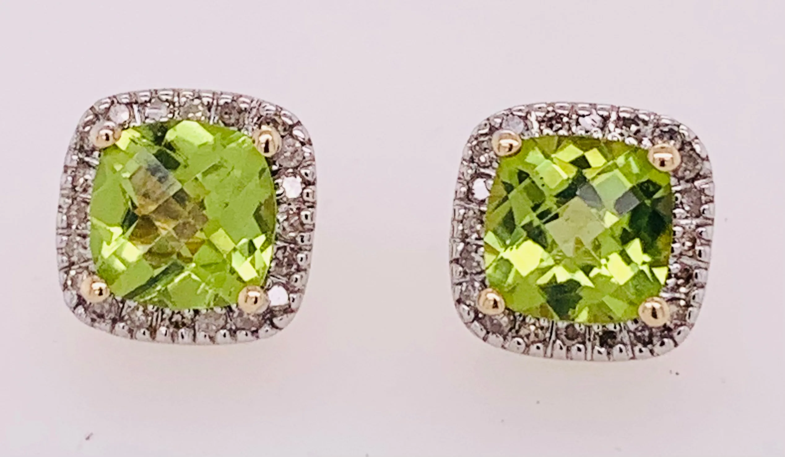 10K Peridot & Diamond Earrings