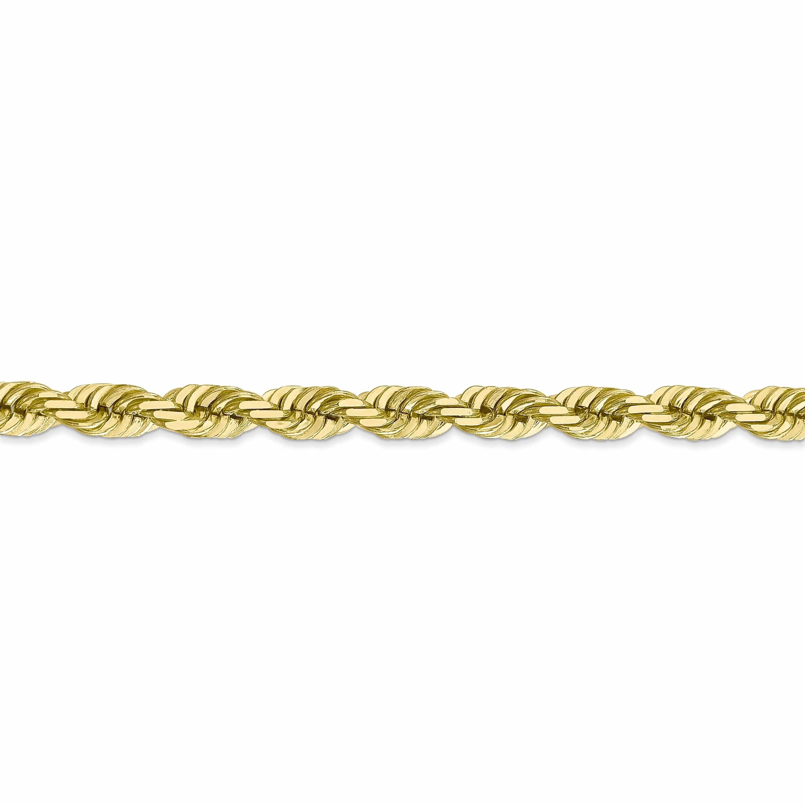 10k Yellow Gold Diamond Cut Rope Bracelet 6MM