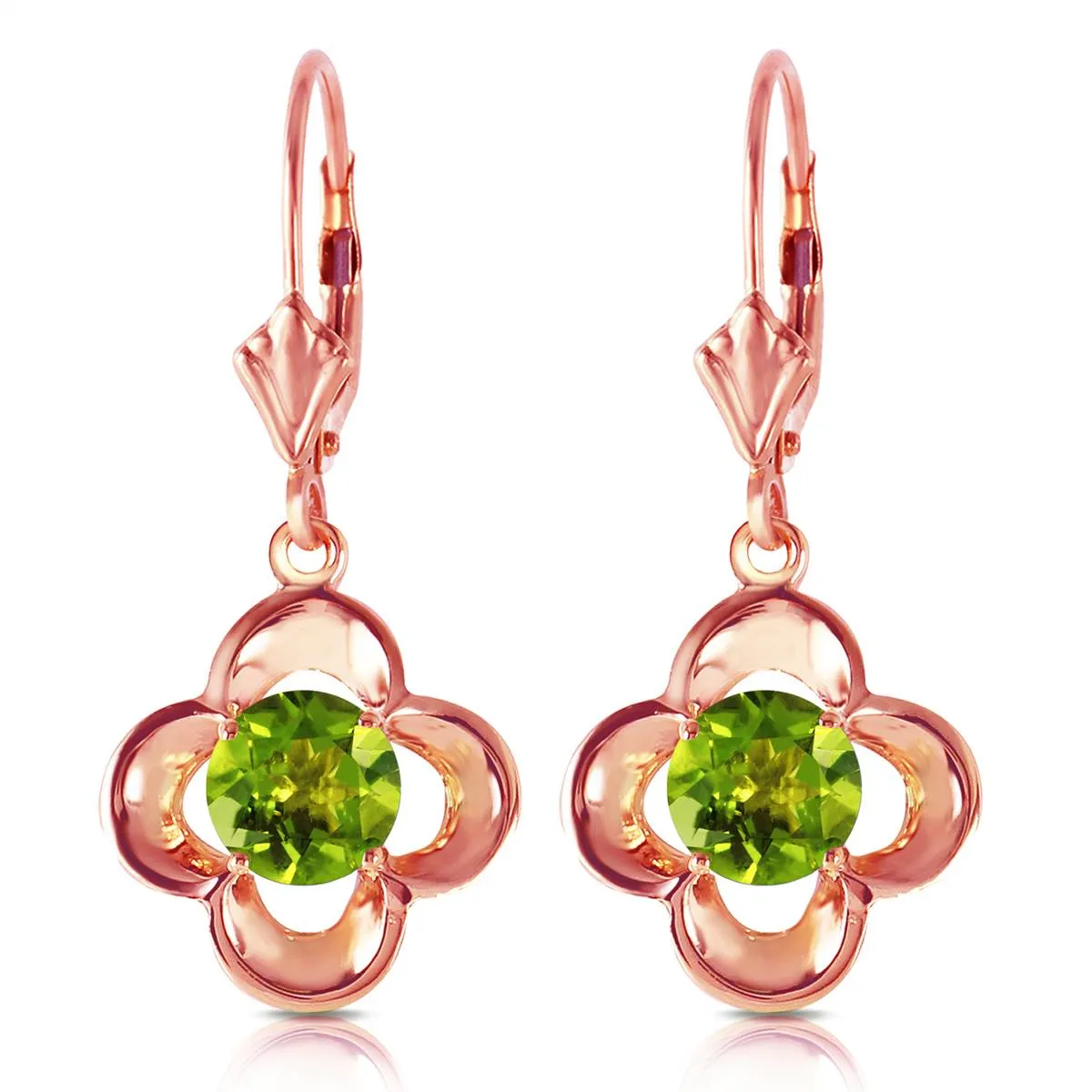 1.1 Carat 14K Solid Rose Gold Peridot Bloom Earrings