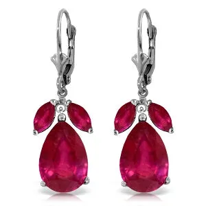 11 Carat 14K Solid White Gold Heart's Desire Ruby Earrings