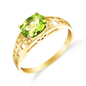 1.15 Carat 14K Solid Yellow Gold Filigree Ring Natural Peridot