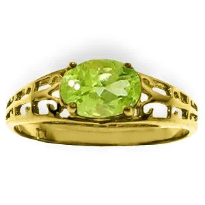 1.15 Carat 14K Solid Yellow Gold Filigree Ring Natural Peridot