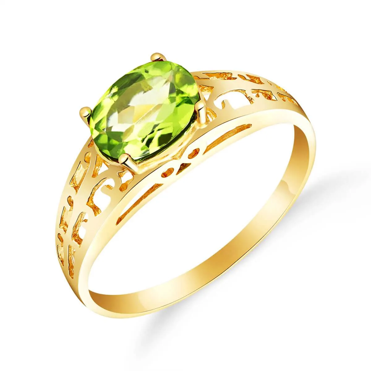 1.15 Carat 14K Solid Yellow Gold Filigree Ring Natural Peridot