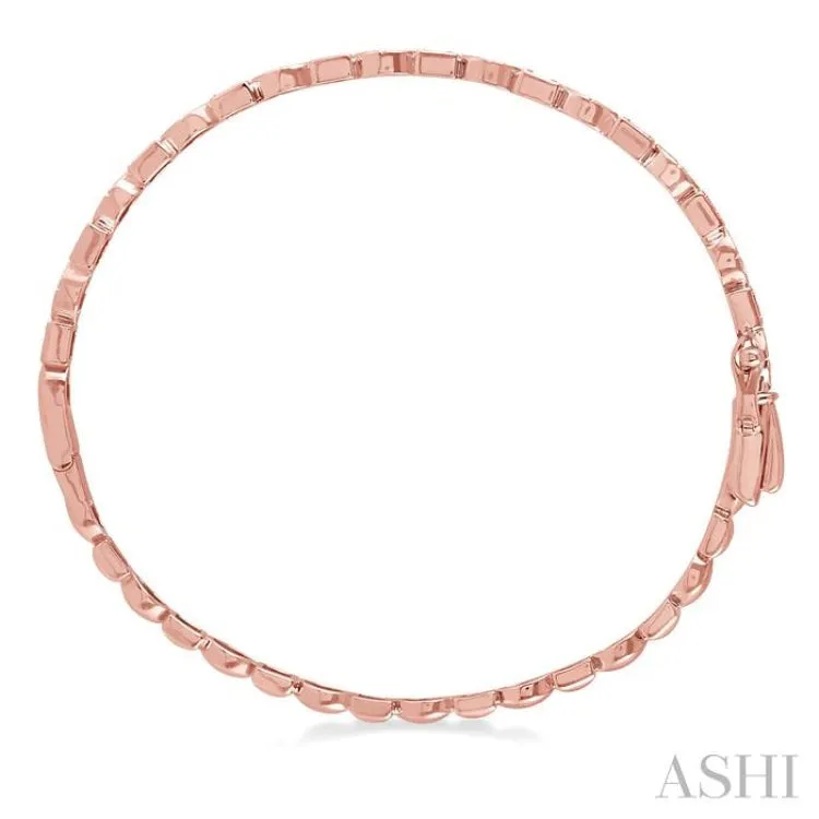 1/3 Ctw Baguette & Round Cut Diamond Stackable Bangle in 14K Rose Gold