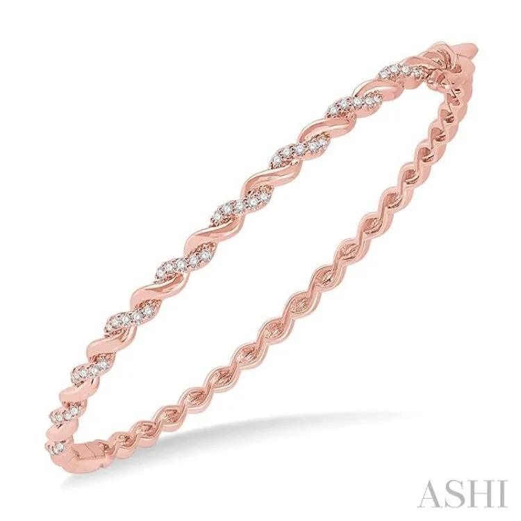 1/3 Ctw Twisted Vine Round Cut Diamond Stackable Bangle in 14k Rose Gold