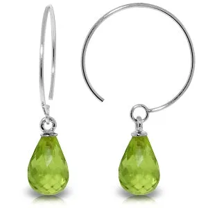 1.35 Carat 14K Solid White Gold Circle Wire Earrings Peridot