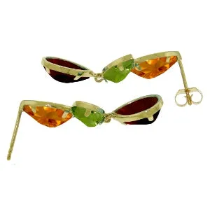 13.6 Carat 14K Solid Yellow Gold Earrings Citrine, Peridot Garnet