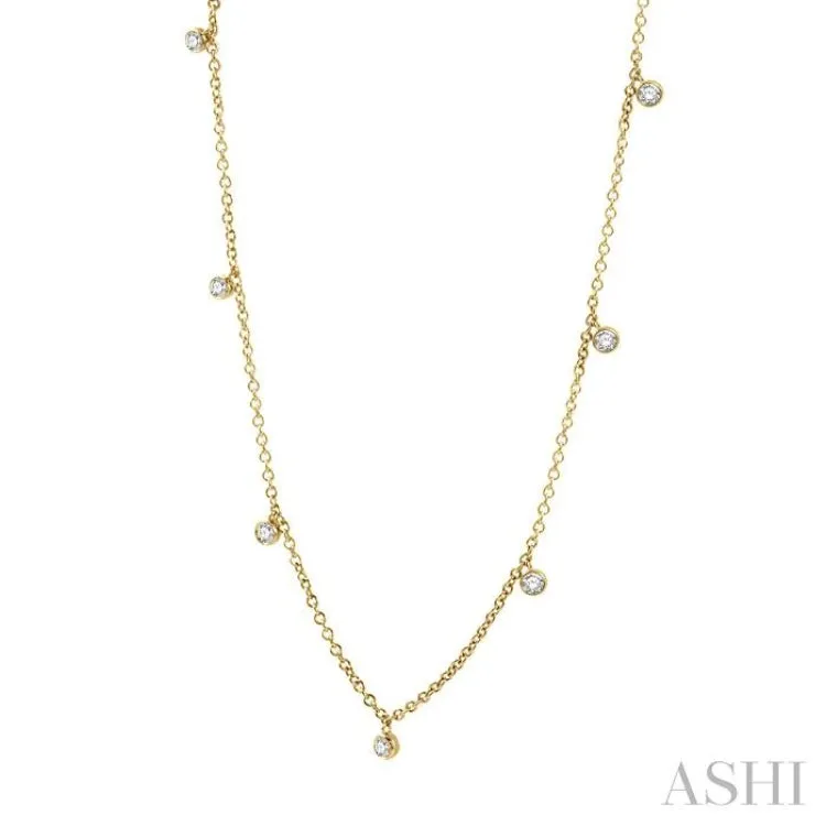 1/4 ctw Mini Mount Round Cut Diamond Station Necklace in 14K Yellow Gold