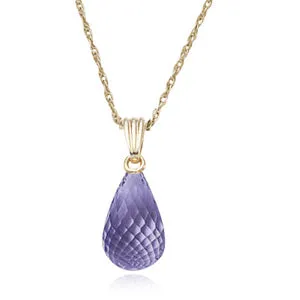 14 Karat Yellow Gold Dangle Amethyst Necklace