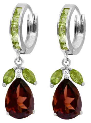 14.3 Carat 14K Solid Yellow Gold Huggie Earrings Peridot Garnet