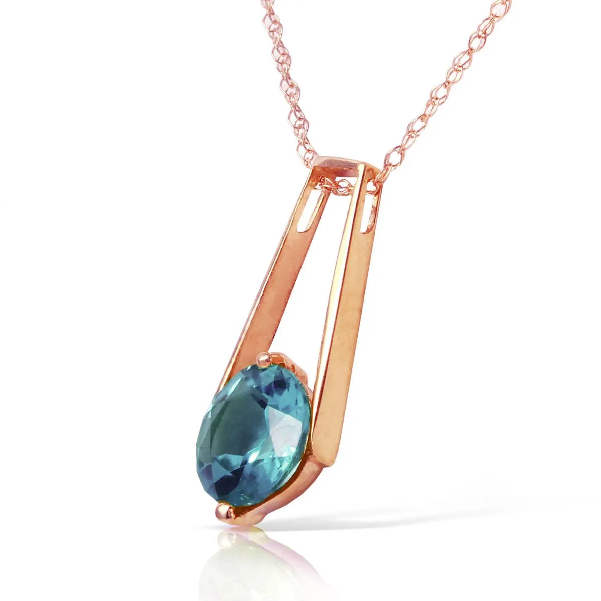 1.45 Carat 14K Solid Rose Gold Lullaby Blue Topaz Necklace