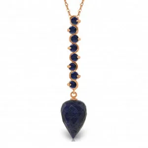 14.55 Carat 14K Solid Rose Gold Necklace Pointy Briolette Drop Sapphire