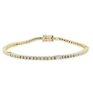 14k Gold & Baguette Diamond Tennis Bracelet - 2.74ct