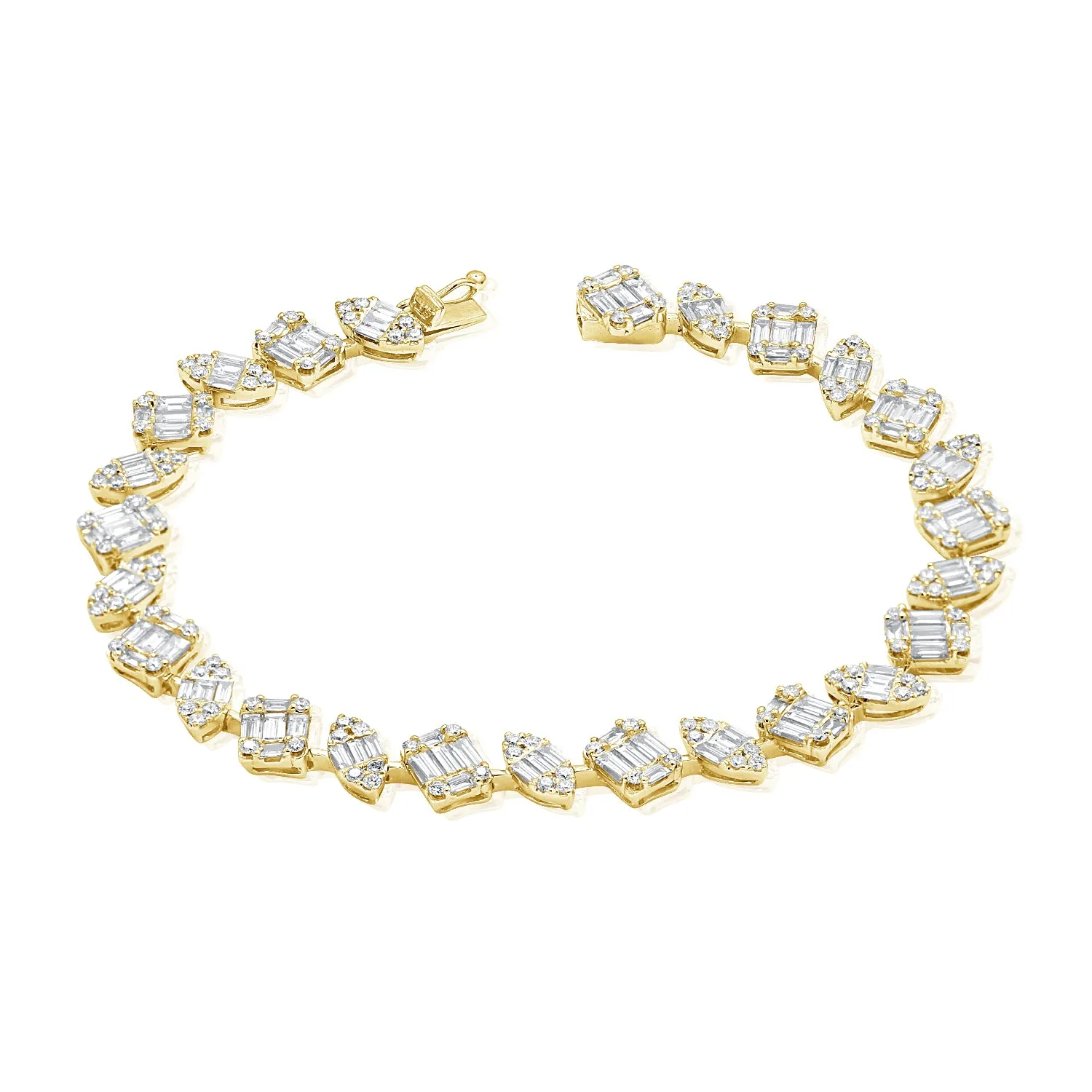 14k Gold Baguette & Round Diamond Bracelet - 4.79ct