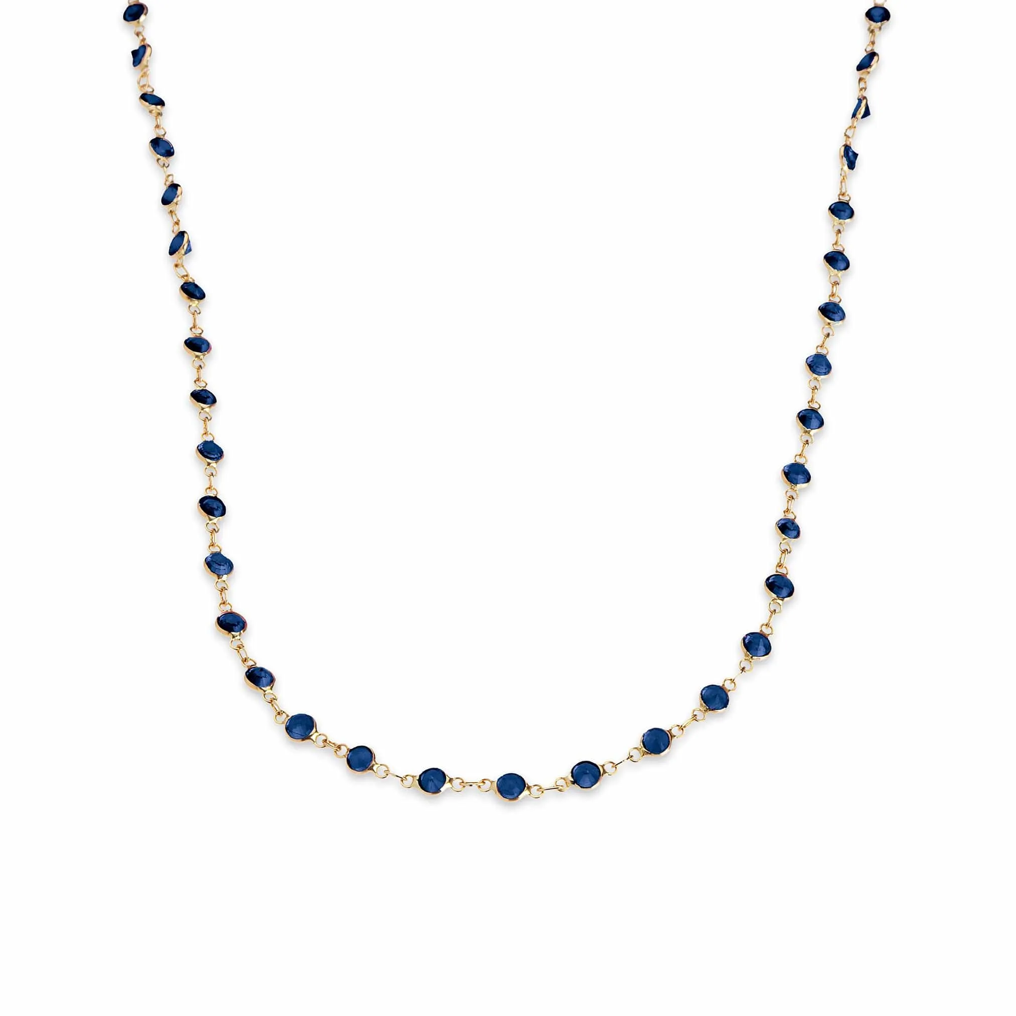 14K Gold Blue Sapphire Strand Necklace