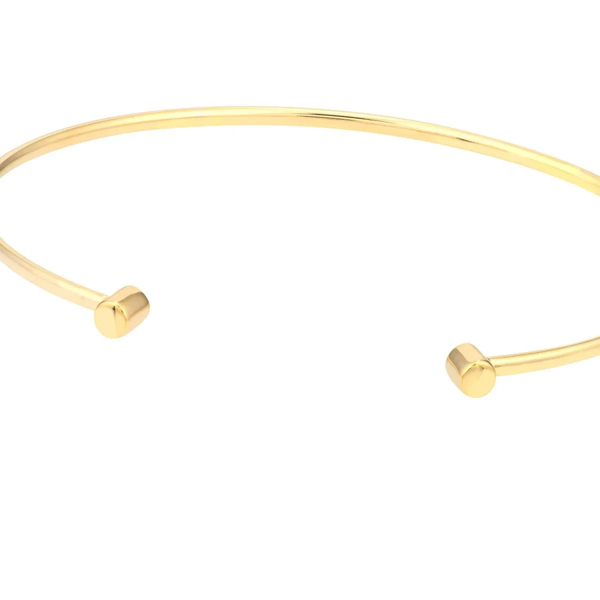 14K Gold Cuff Bangle with Round Ends