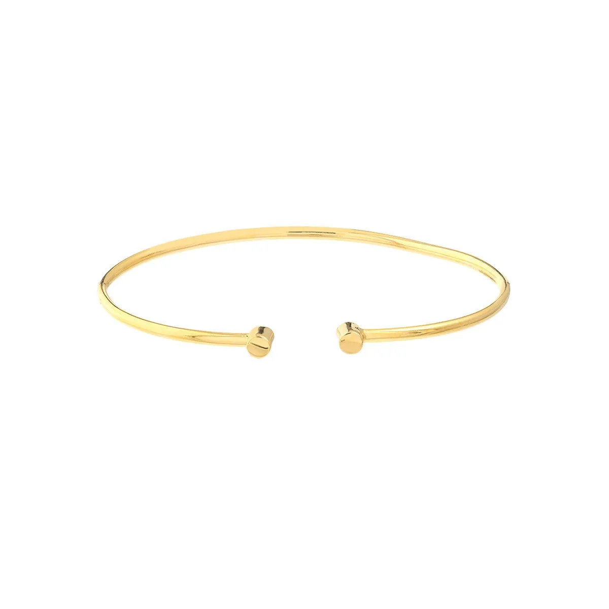 14K Gold Cuff Bangle with Round Ends