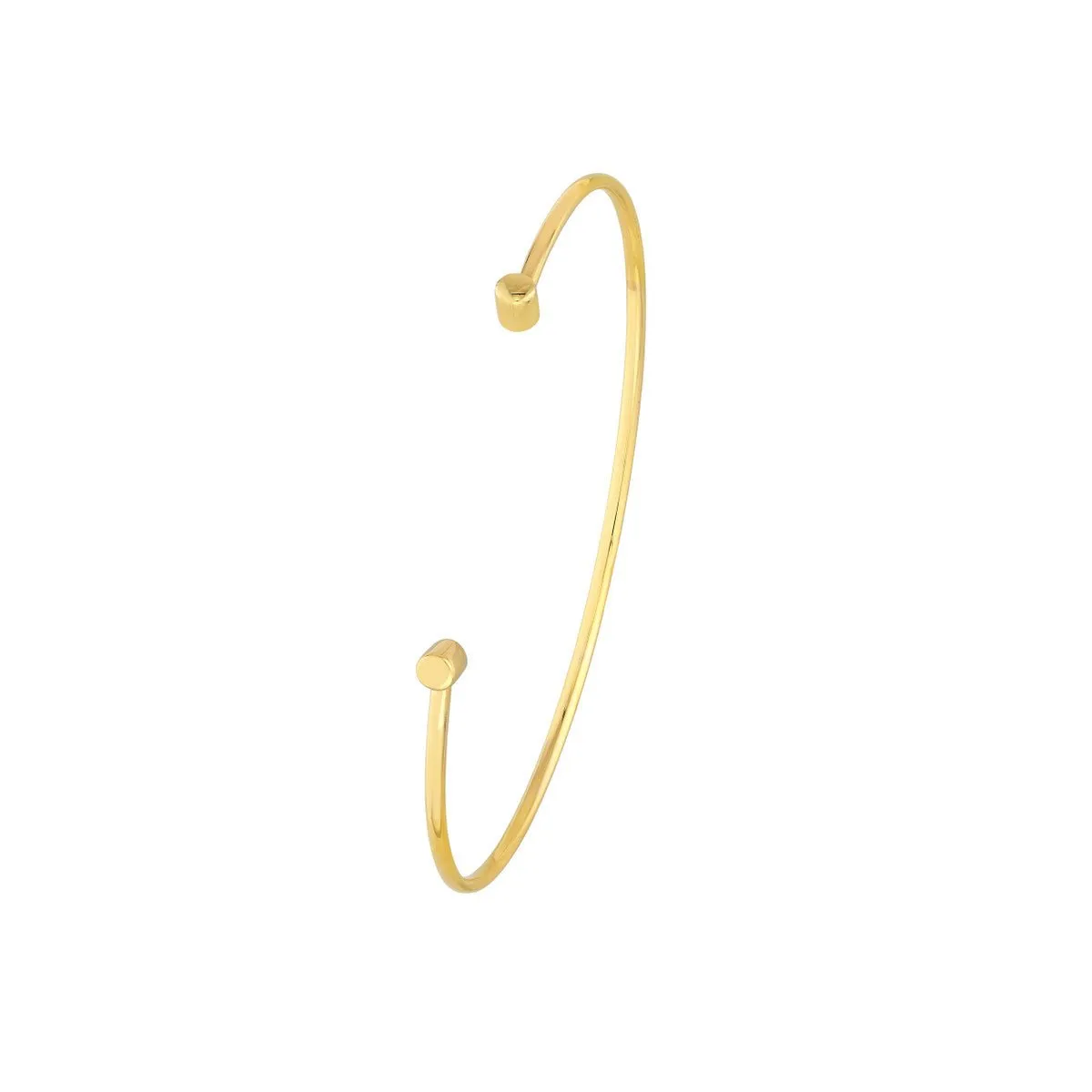 14K Gold Cuff Bangle with Round Ends