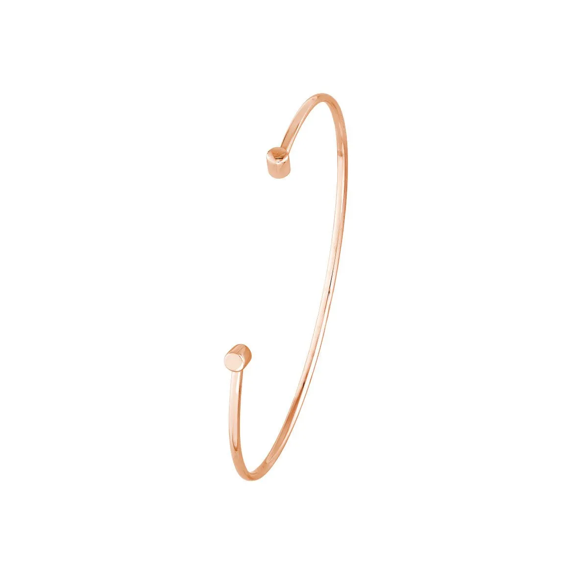 14K Gold Cuff Bangle with Round Ends