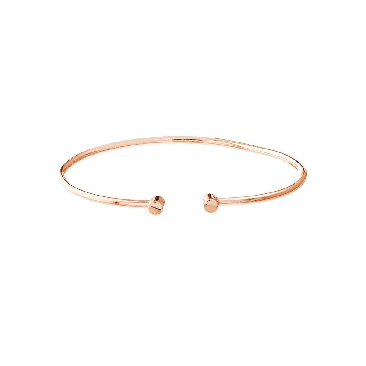 14K Gold Cuff Bangle with Round Ends