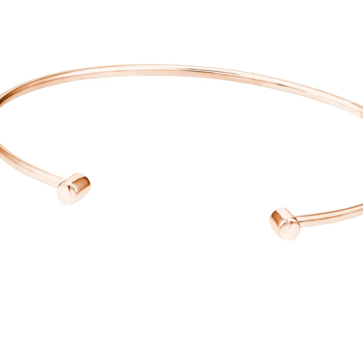 14K Gold Cuff Bangle with Round Ends