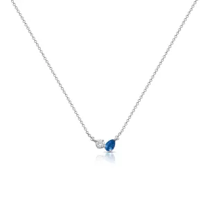 14K Gold Sapphire & Diamond 2 Stone Neckalce