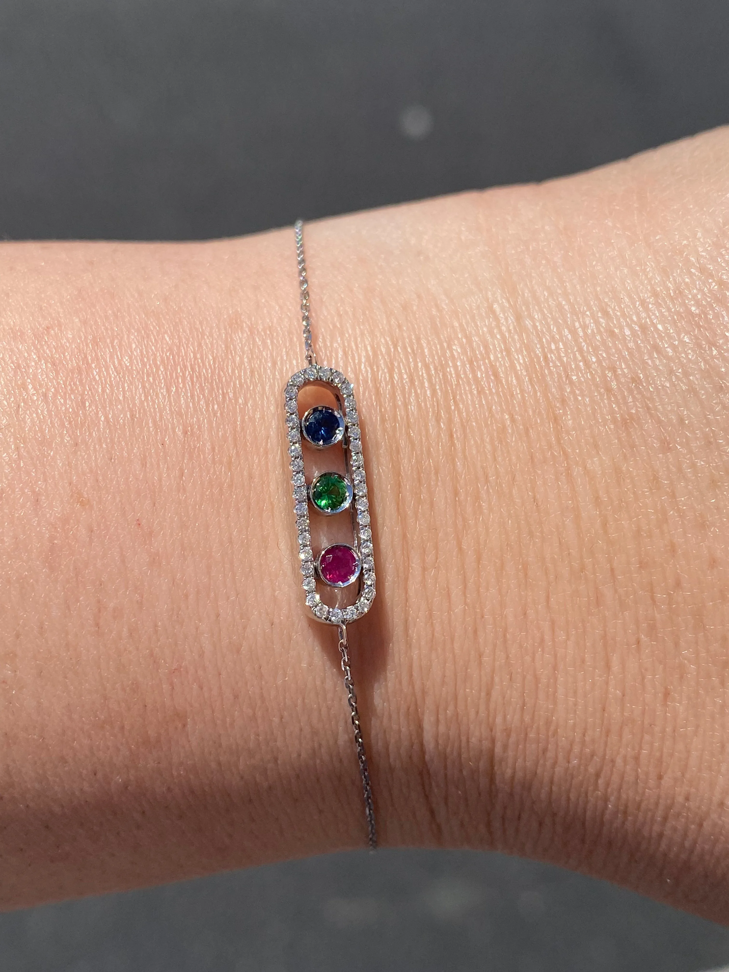 14K Gold Sliding RGB Diamond Bracelet