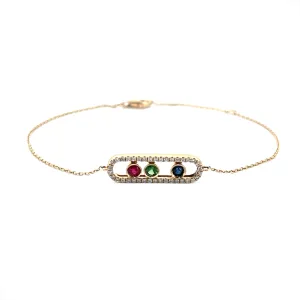 14K Gold Sliding RGB Diamond Bracelet