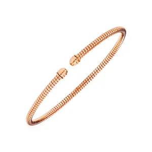 14k Rose Gold Narrow Cable Textured Bangle