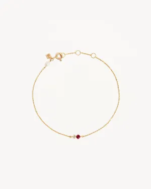 14k Solid Gold Magic Within Birthstone Diamond Bracelet - July - Ruby