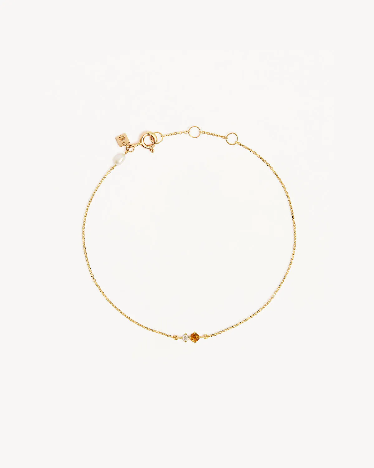 14k Solid Gold Magic Within Birthstone Diamond Bracelet - November - Citrine