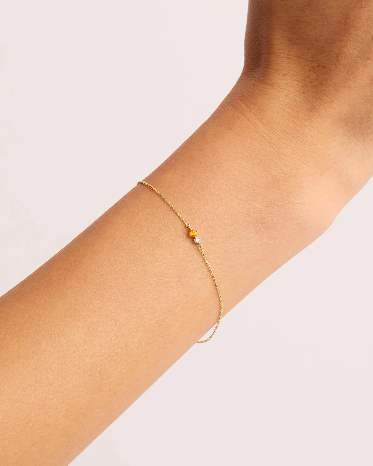 14k Solid Gold Magic Within Birthstone Diamond Bracelet - November - Citrine